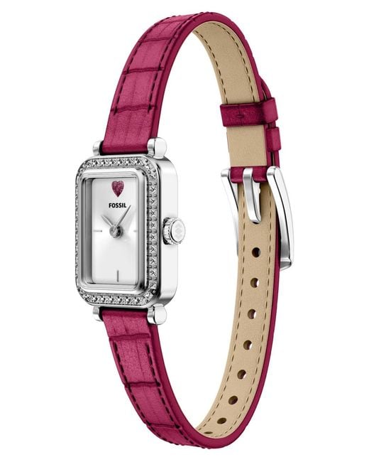 Fossil Pink Raquel Two-hand Leather Watch