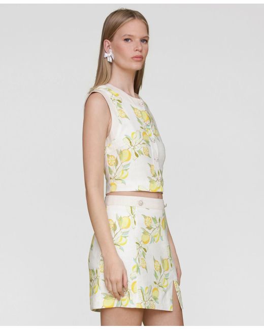 Avec Les Filles Metallic Sleeveless Button-front Top