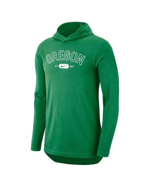 Nike Green Oregon Ducks Campus Performance Tri-blend Long Sleeve Hoodie T-shirt for men