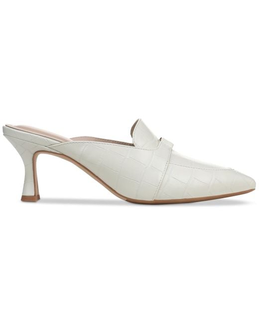 Giani Bernini White Britaa Croco Kitten Heel Mules