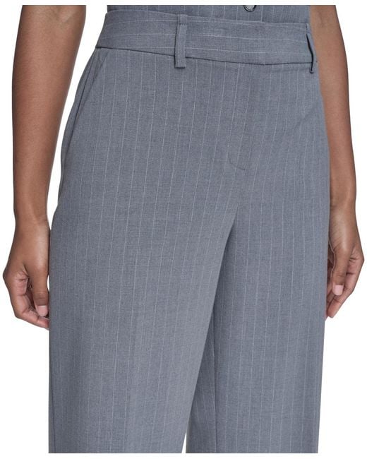 Calvin Klein Blue Pinstripe Mid-rise Pants