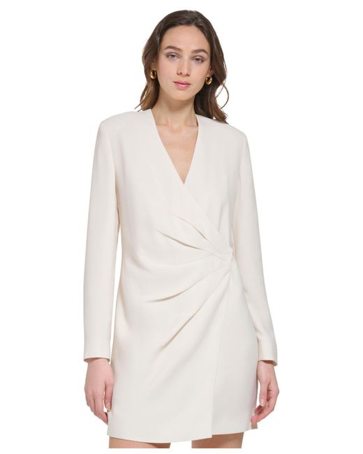 DKNY Crepe Blazer Dress in White | Lyst