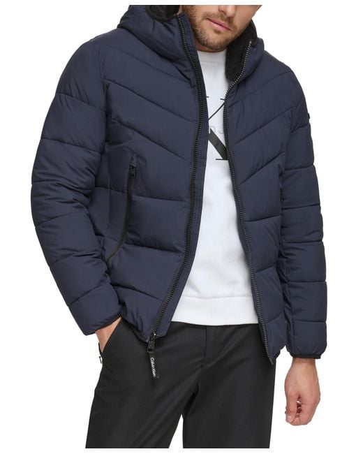 Calvin Klein Blue Insulated Polyester Puffer Jacket for men
