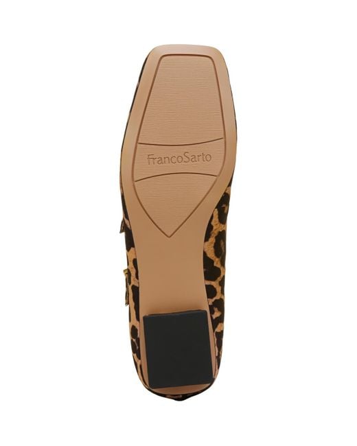 Franco Sarto Brown Tesoro Square Toe Mary Jane Flats