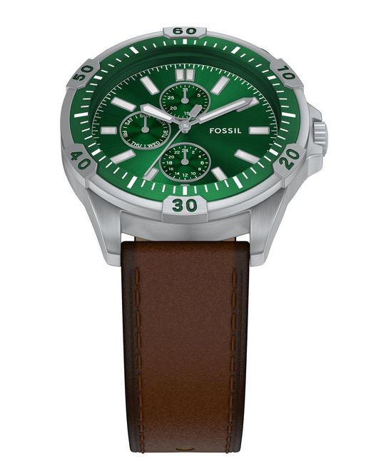 Fossil Green Garrett Multifunction Leather Watch