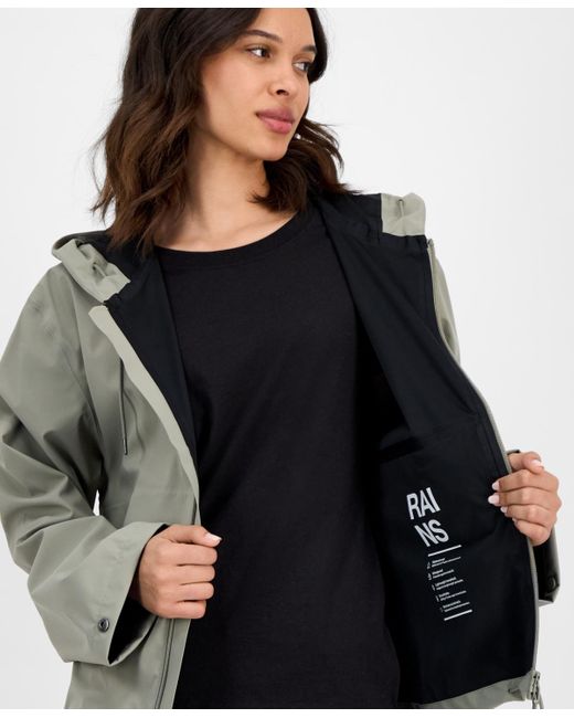 Rains Gray Zip-front Hooded Drawstring Jacket