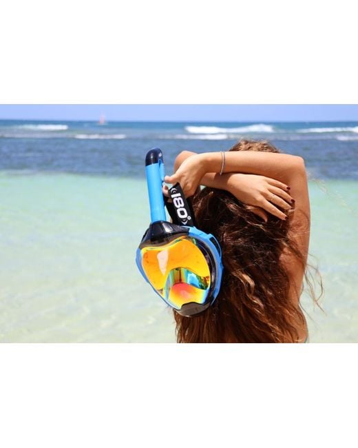 180° Blue Moflow+ Irridium Full Face Snorkel Mask Yellow L/xl – Panoramic View
