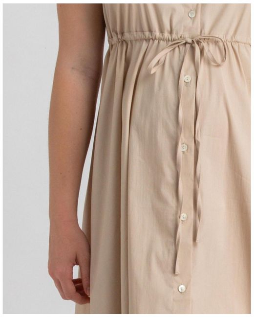 PIETRO BRUNELLI MATERNITY Natural Maternity Poplin Nursing Friendly Button-front Drawstring Viola Shirt Dress