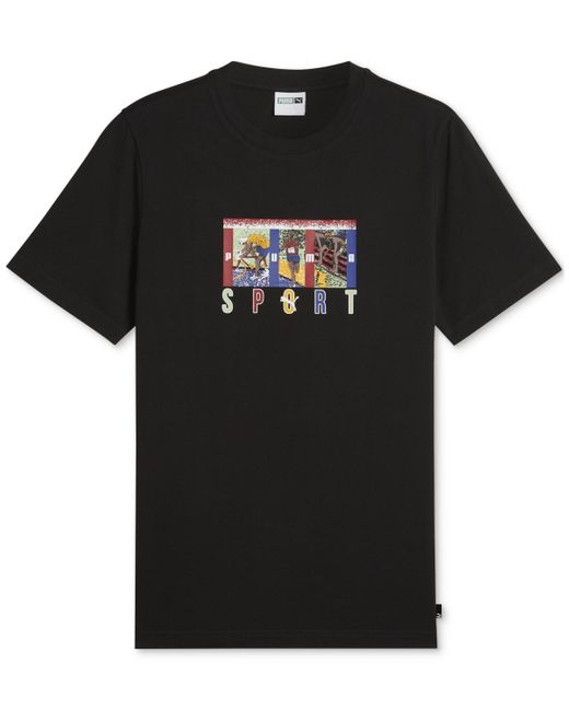 PUMA Black Sport Cotton Graphic T-shirt for men