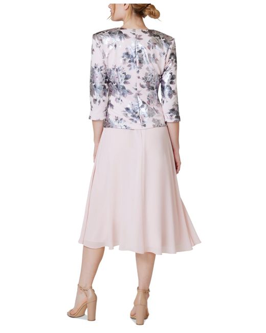 Jessica Howard Pink Petite 2-pc. Printed Jacket & Midi Dress Set