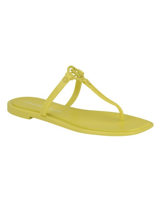 Calvin Klein Yellow Edhen Open-toe Jelly Thong Sandals