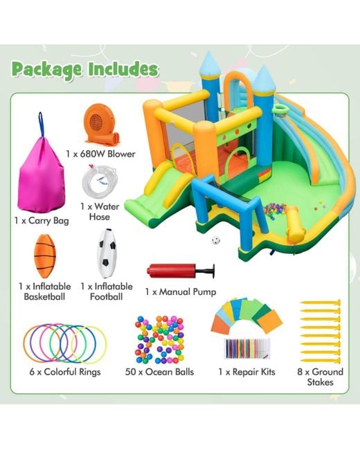 Gymax White Inflatable Water Slide Kids Blow Up Water Park