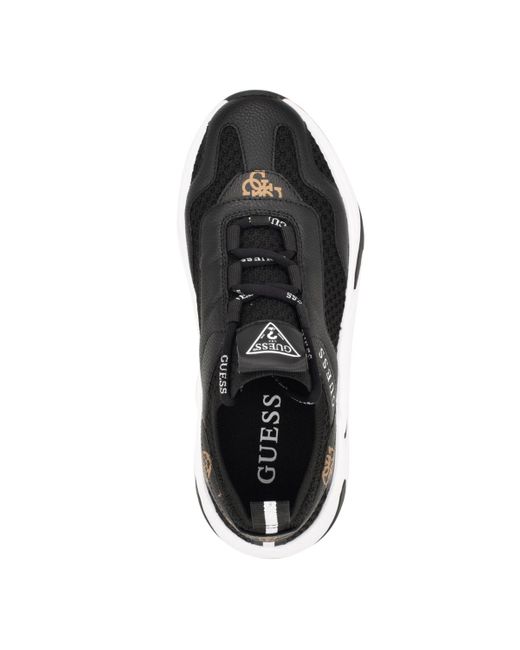 Guess Black Geniver Lace Up Fashion Knit jogger Sneakers