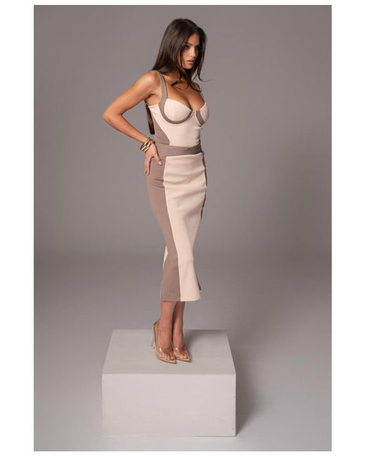 JLUXLABEL Gray Celebration Colorblock Midi Skirt