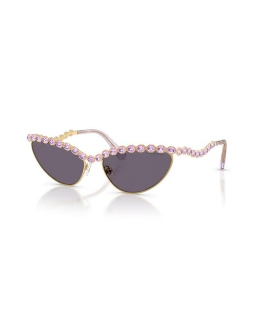 Swarovski Purple Embellished Cat Eye Sunglasses