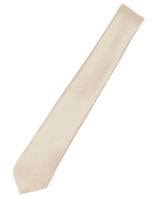 Con.struct White Satin Solid Extra Long Tie for men