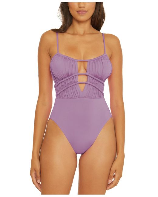 Becca Purple Color Code Cutout One-piece Swimsuit