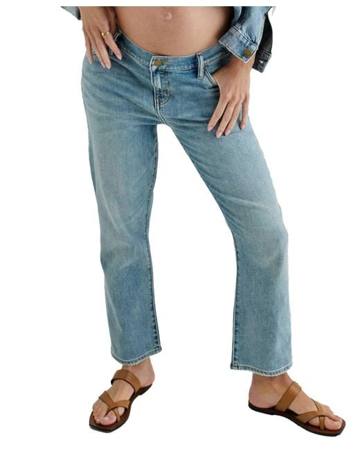 Hatch Collection Blue The Under The Bump Crop Maternity Jean
