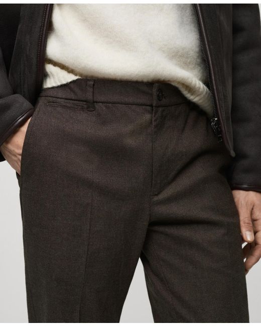Mango Black Micro Houndstooth Flannel Trousers for men