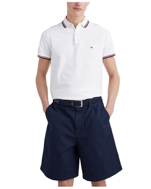 Tommy Hilfiger Tipped Slim Fit Short Sleeve Polo Shirt in White for Men |  Lyst