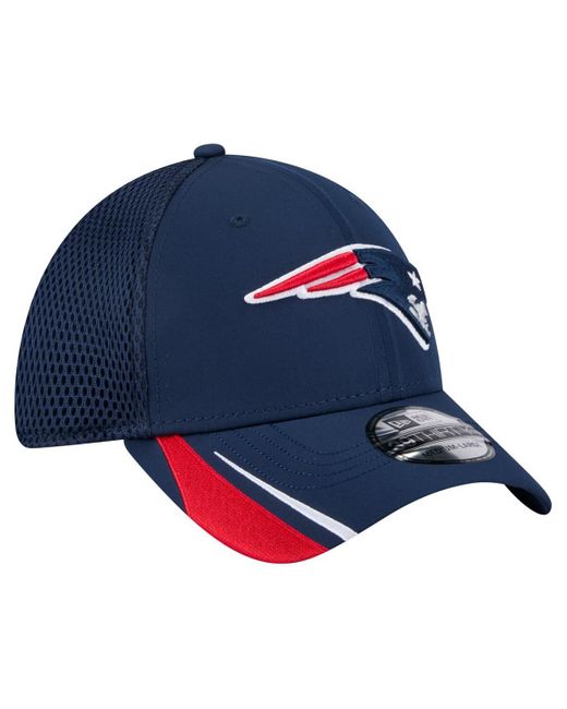 KTZ Blue New England Patriots Game Day Linear 39thirty Flex Hat for men