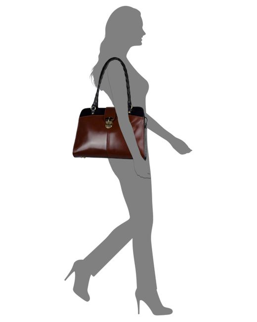 Patricia Nash Angoletta Large Leather Satchel in Brown Lyst