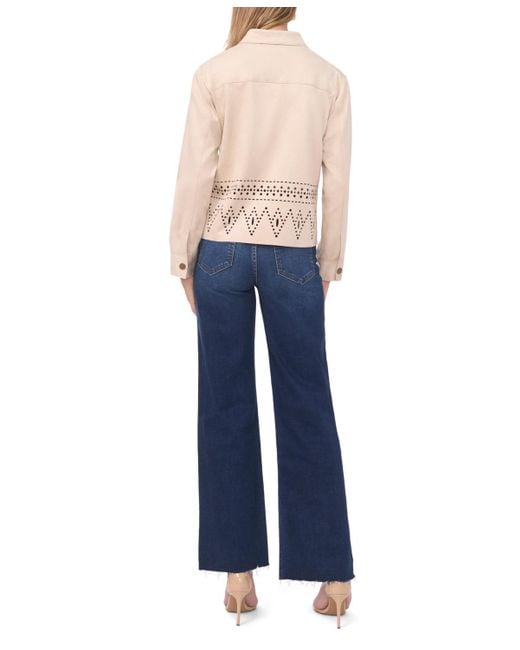 Vince Camuto Blue Collar Button-down Eyelet Hem Jacket