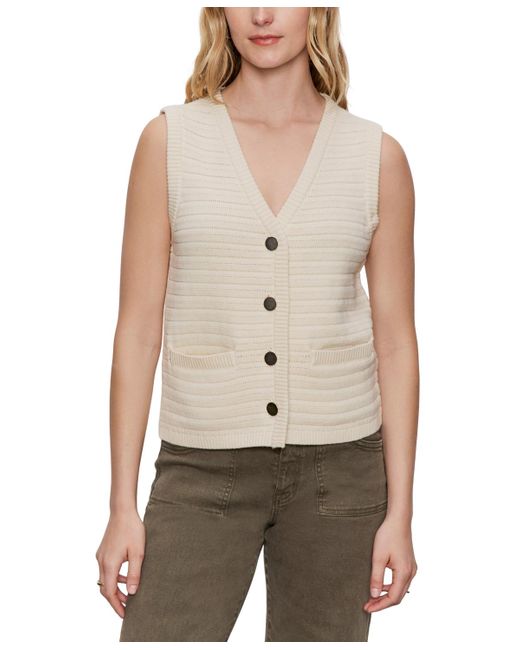 Sanctuary Natural Textured Button-front Sweater Vest