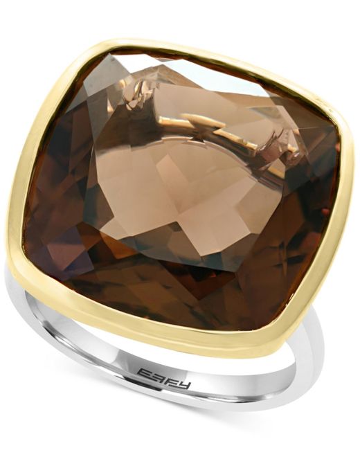 Effy Metallic Smoky Quartz Ring (20-1/5 Ct. T.w.) Ring In Sterling Silver & 18k Gold