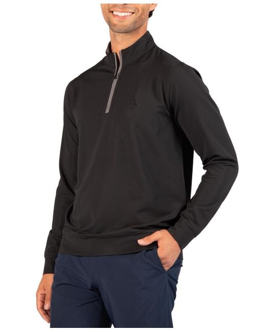 Tailorbyrd Black Micro Grid Performance Quarter Zip for men