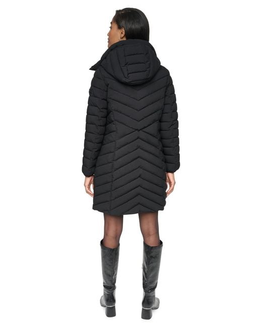DKNY Black Bibbed Packable Puffer Coat