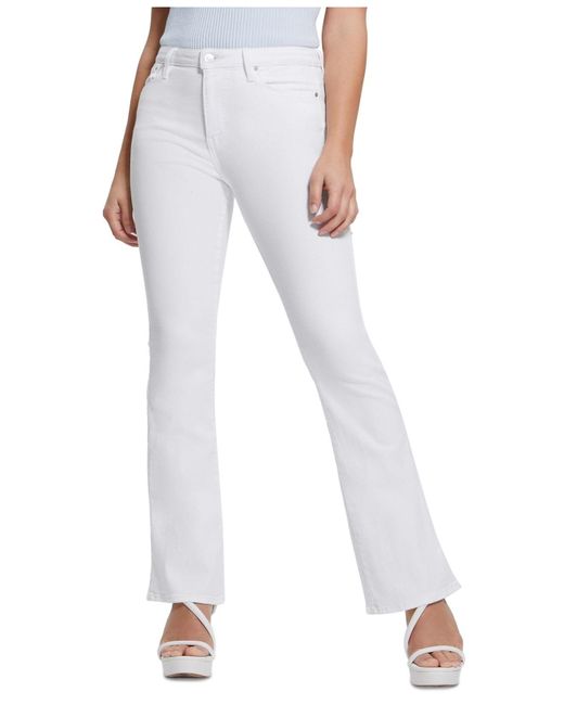 Guess Eco Sexy High-rise Flared Jeans in White | Lyst