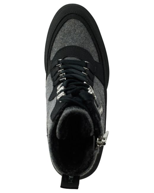 DKNY Black Toia Lace-up Zip Block Heel Booties