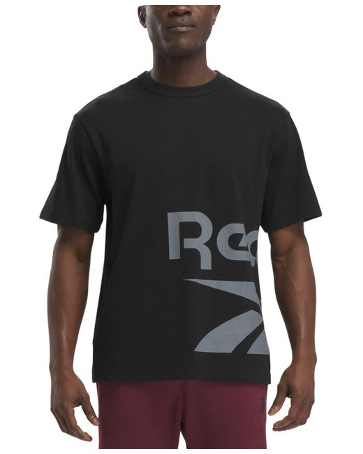 Reebok Black Regular-fit Side Vector Logo Graphic T-shirt for men