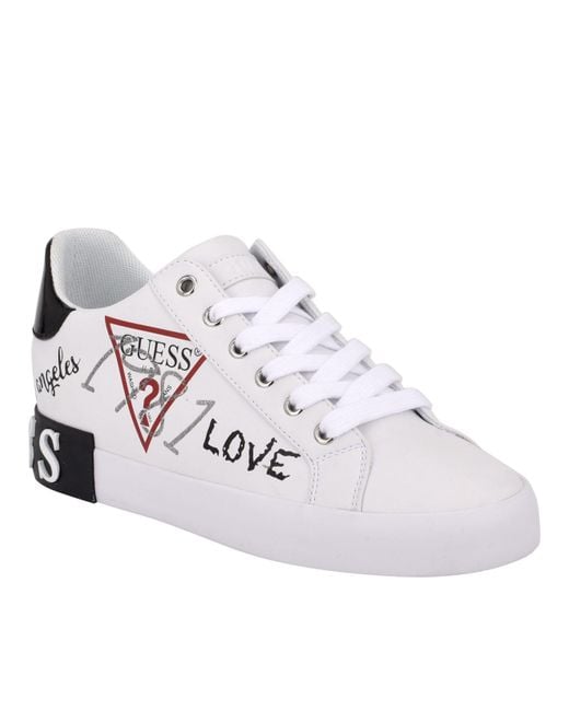 Guess Pathin Lace-up Sneakers in White | Lyst