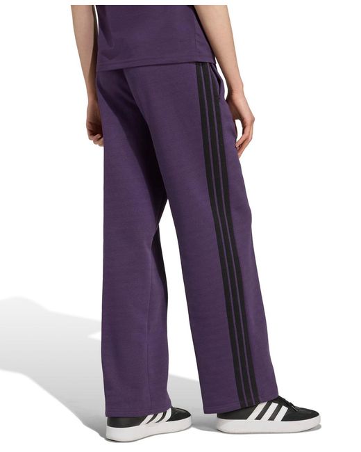 Adidas Purple Essentials 3-stripes Open Hem Pants
