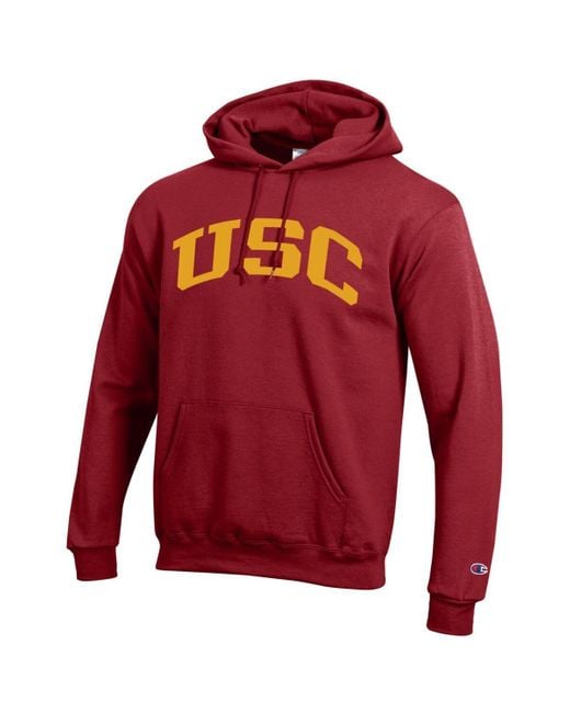 Champion Red Usc Trojans Basic Arch Fleece Pullover Hoodie