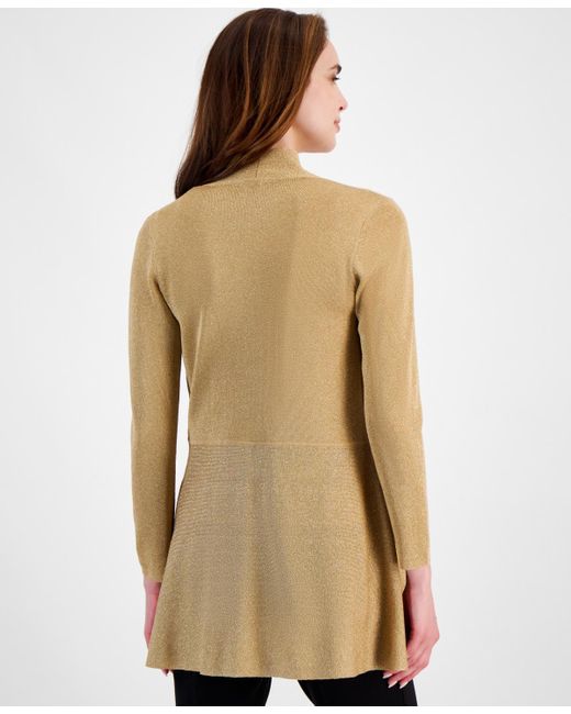 Anne Klein Monterey Openfront Longsleeve Cardigan in Natural Lyst