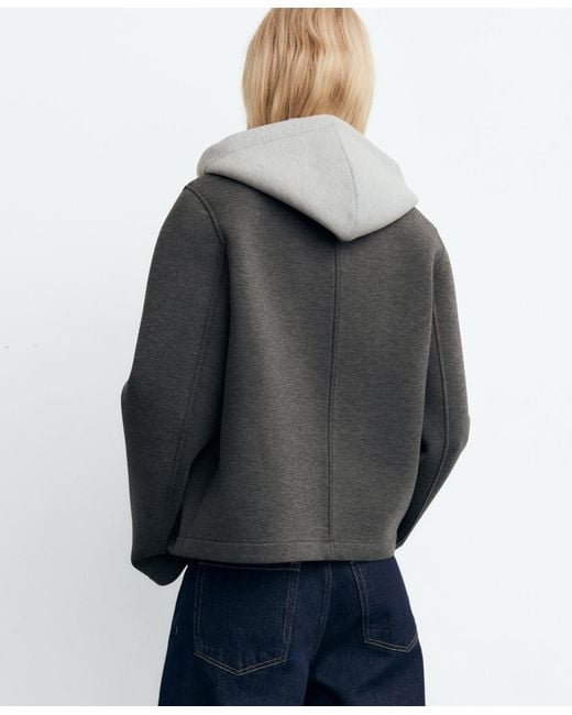 Mango Black Combined Hooded Jacket