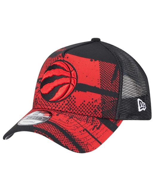 KTZ Black/red Toronto Raptors Tip Off A-frame Trucker 9forty Adjustable Hat for men