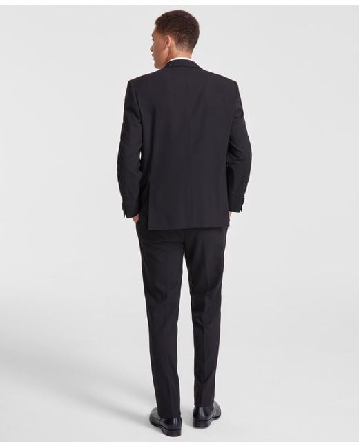 Perry Ellis Black Perry Ellis Modern-fit Solid Nested Suit for men