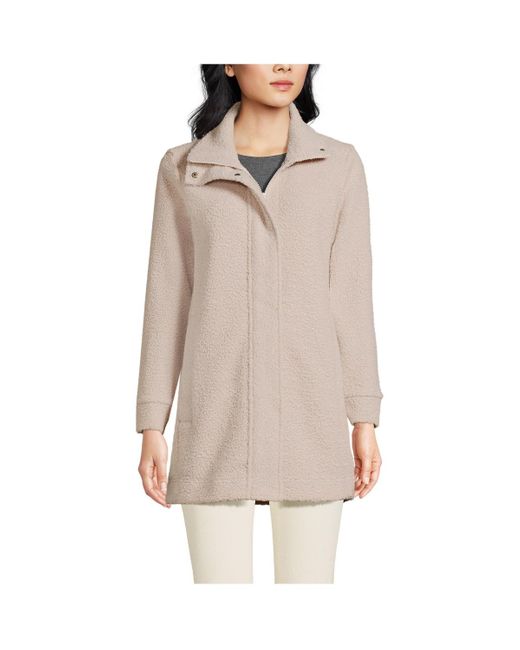 Lands End Petite Boucle Fleece Coat in Natural Lyst