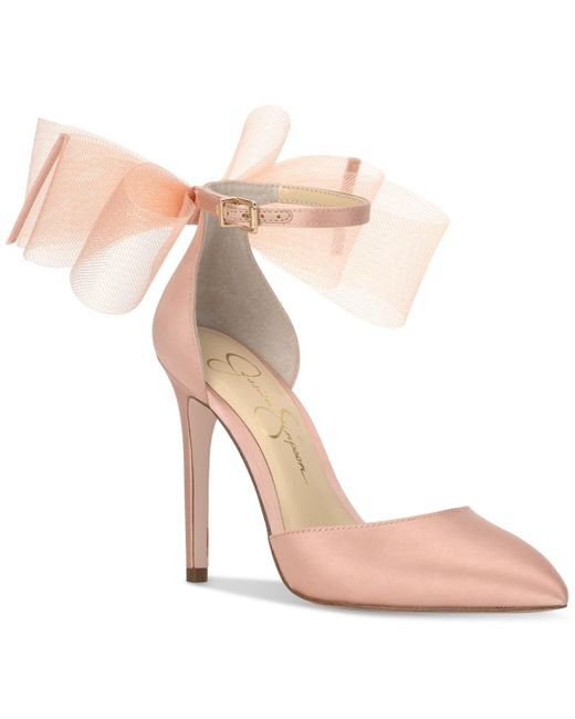 Jessica Simpson Pink Phindies Bow Ankle-strap Pumps
