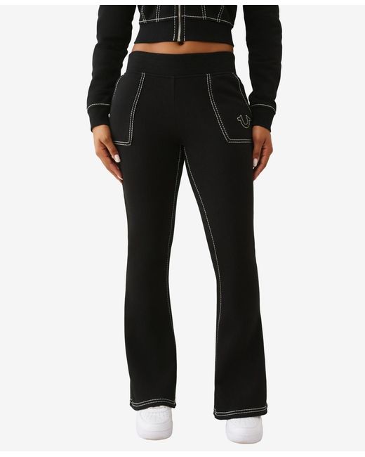 True Religion Black Big T Flare Pants