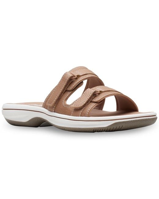 Clarks Brown Cloudsteppers Breeze Piper Comfort Slide Sandals