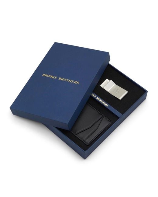Brooks Brothers Gifting Cardholder And Money Clip Set in Black for