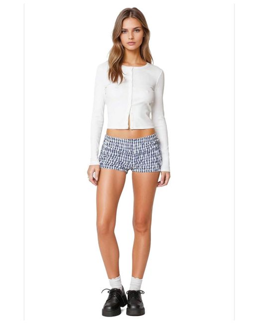 Edikted White Shilo Ribbed Cardigan