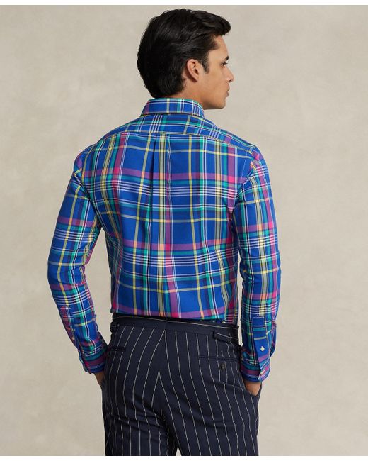 Polo Ralph Lauren Blue Classic-fit Plaid Performance Shirt for men