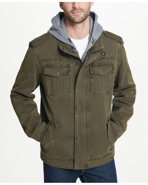 men's two pocket hooded trucker jacket