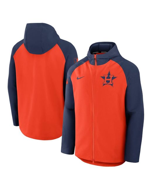Nike Orange/navy Houston Astros Authentic Collection Raglan Performance Full-zip Jacket for men